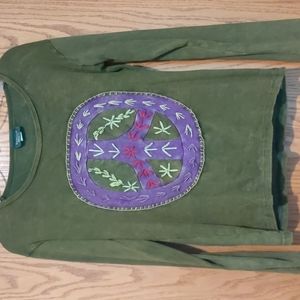 Kathmandu Imports hand sewn embroidered peace sign
